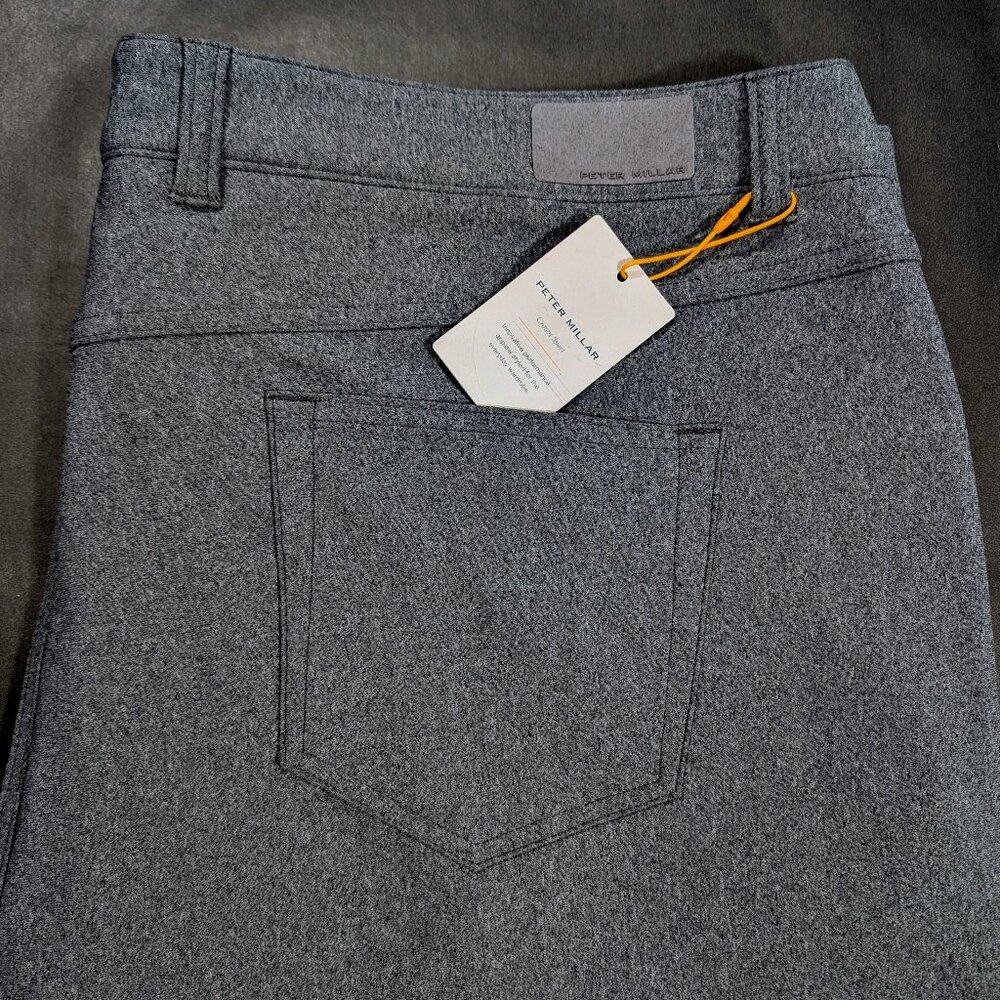 $180 Peter Millar Brevard Performance Flannel 5 Pocket Pant Size 44x34 Gray